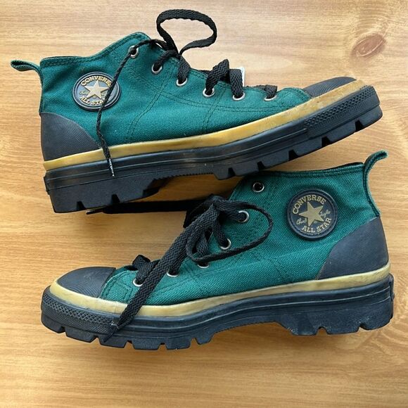 Converse Shoes - Vintage Converse All Star Chuck Taylor Mid Green Fabric with Black Women’s 6.5